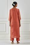 Shop_Kamaltaas_Orange Chanderi Silk, Lining Mulmul Gota, Pittan And Embroidered Kurta Set_at_Aza_Fashions
