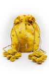 Shop_Vareli Bafna_Yellow Sand Tie-dyed Potli Bag _at_Aza_Fashions