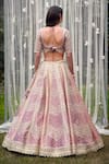 Shop_Shyam Narayan Prasad_Pink Raw Silk Embroidered Zari Sweetheart Neck Dori Bridal Lehenga Set _at_Aza_Fashions