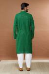 Shop_Aham-Vayam_Green Cotton Sequins Sitara Embroidered Kurta Set _at_Aza_Fashions