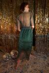 Shop_Tasuvure_Green Satin Embroidery Shimmer Plunge V Neck Divine Uptown Dress  _at_Aza_Fashions