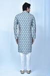 Shop_Samyukta Singhania_Blue Kurta Cotton Silk Printed Moroccan Set _at_Aza_Fashions