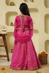 Shop_Rar studio - Kids_Fuchsia Chanderi Handloom 50% Silk X 50% Floral Blouse Lehenga Set  _at_Aza_Fashions