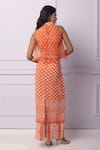 Shop_Ek Katha_Orange Cotton Linen Printed Batik Tube Skirt  _at_Aza_Fashions