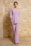 Shop_B'Infinite_Purple Crepe V Neck Overlapped Jumpsuit _at_Aza_Fashions