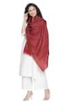 Shop_Shingora_Maroon Jacquard Stripe Pattern Stole _at_Aza_Fashions