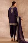 Shop_JAYANTI REDDY_Purple Silk Embroidery Zardozi Round Tunic Dhoti Pant Set  _at_Aza_Fashions