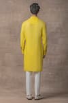 Shop_Sarab Khanijou_Yellow Moss Crepe Plain Neckline Embroidered Kurta Set _at_Aza_Fashions