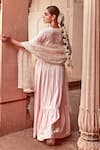 Shop_PREEVIN_Pink Angrakha Cotton Mulmul And Dupatta Tulle & Flower Anarkali With  _at_Aza_Fashions