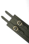 Shop_Trov_Green Penny Double Buckle Leather Belt _at_Aza_Fashions