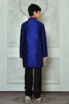 Shop_Arihant Rai Sinha_Blue Silk Half Button Placket Kurta _at_Aza_Fashions