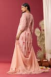 Shop_Abbaran_Pink Anarkali And Palazzo Cotton Cambric Printed Block Paisley & Floral Set _at_Aza_Fashions