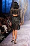 Shop_Nirmooha_Black Net Embroidery Sequins High Neck Crop Top _at_Aza_Fashions