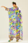 Shop_Rajdeep Ranawat_Multi Color Silk Floral Cowl Neck Montijo Kaftan Tunic  _at_Aza_Fashions