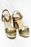 Shop_Foot Fuel_Gold Senka Textured Pattern Block Heels _at_Aza_Fashions