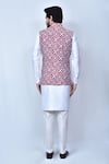 Shop_Arihant Rai Sinha_Magenta Kurta And Pant Art Silk Printed Bandhani & Floral Cotton Bundi & Set _at_Aza_Fashions