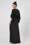 Shop_Aakaar_Black Silk Crystals V-neck Pleated Gown With Embellished Belt Set _at_Aza_Fashions