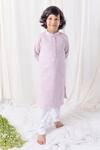 Shop_Chotibuti_Purple Cotton Sequins, Embroidery Mandarin Collar Kurta Set _at_Aza_Fashions
