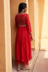 Shop_Zoon_Red Kurta Silk Embroidery Aari V Neck Hand Anarkali Set _at_Aza_Fashions