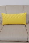 Shop_Throwpillow_Yellow Blend Of Cotton And Polyester Pleated Cushion Cover _at_Aza_Fashions