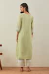 Shop_TIC_Green Cotton Embroidery Chikankari Round Rooh Kurta And Palazzo Set _at_Aza_Fashions