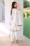 Shop_Monk & Mei By Sonia Anand_White Georgette Embroidery Keyhole Neck Chikankari Anarkali And Pant Set _at_Aza_Fashions
