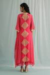 Shop_Surbhi Gupta_Pink Cape And Trouser Georgette Block Print Geometric Deep Nino Set  _at_Aza_Fashions