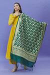 Shop Naintara Bajaj Green Brocade, Silk Tassels Woven Floral Vine Pattern Dupatta at Aza Fashions Shop_Naintara Bajaj_Green Brocade, Silk Tassels Woven Floral Vine Pattern Dupatta _at_Aza_Fashions