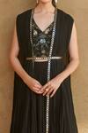 Shop_Studio Radical_Black Bustier 100% Pure Silk Embroidery Beads Bustier Pleated Jacket Skirt Set _at_Aza_Fashions