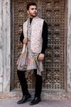 Shop_DUSALA_Grey Kalamkari Pashmina Wool Design Handwoven Shawl_at_Aza_Fashions