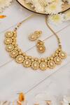 Shop_Swabhimann_Gold Plated Diamonds, Stones Floral Shaped Necklace Set _at_Aza_Fashions