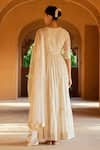 Preevin_Off White Cotton, Tulle, Net Ruffle Hem Angrakha Anarkali With Dupatta _Online_at_Aza_Fashions