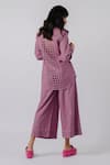 Shop_Tussah by Siddhi Shah_Purple Cotton Plain Collared Neck Solid Shirt And Pant Set  _at_Aza_Fashions