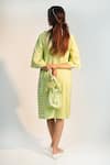 Shop_Jyoti Bansal_Green Cambric Cotton Chequered Floral Round Neck English Ivy Applique Tunic _at_Aza_Fashions