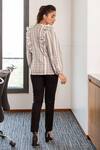 Shop_B'Infinite_Grey Cotton Striped Pattern High Neck Shirt And Trouser Set_at_Aza_Fashions