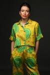 Shop_Ekastories_Yellow Cotton Mandala And Cat City Resort Shirt & Pant Set _at_Aza_Fashions