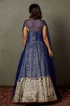 Shop_RI.Ritu Kumar_Blue Blouse Polyester Woven Floral Kanika Placket Embroidered Lehenga Set _at_Aza_Fashions