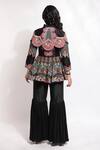 Shop_Sonali Gupta_Black Silk Hand Embroidered Zari Frill Neck Jaal Jacket And Sharara Set  _at_Aza_Fashions