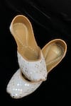 Shop_Cilwana Studio_White Mirror Embroidered Juttis _at_Aza_Fashions