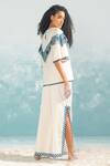 Shop_Ikai by Ragini Ahuja_Ivory Cotton Silk Chanderi Applique Round Nile Cape Style Top  _at_Aza_Fashions