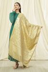 Shop Naintara Bajaj Beige Brocade, Silk Fringe, Zari Floral Woven Banarasi Art Dupatta at Aza Fashions Shop_Naintara Bajaj_Beige Brocade, Silk Fringe, Zari Floral Woven Banarasi Art Dupatta_at_Aza_Fashions