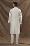 Shop_The Men's Kompany_White Chanderi Silk Embroidered Thread Kurta _at_Aza_Fashions