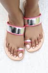 Shop_Sandalwali_Silver Leather Hiral Metallic Toe Ring Flats_at_Aza_Fashions
