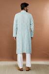Shop_Aham-Vayam_Blue Cotton Sequins Mughalkaari Embroidered Kurta Set _at_Aza_Fashions