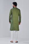 Shop_Shreyansh Designs_Green Cotton Silk Metallic Button Kurta _at_Aza_Fashions