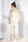 Garima Bindal_White Pure Modal Satin Embroidered Floral Collared Neck Yoke Shirt And Pant Set _Online_at_Aza_Fashions