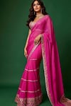 Buy_Gopi Vaid_Pink Georgette Anupa Pre-draped Saree With Blouse_at_Aza_Fashions