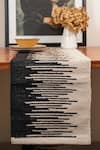 Buy_The Kargha Story_Black 100% Natural Cotton Woven Monochromic Rhythm Table Runner_at_Aza_Fashions