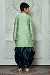 Shop_Petite Pomme_Green Polyester, Silk Embroidery Asymmetric Kurta And Patiala Pant Set _at_Aza_Fashions