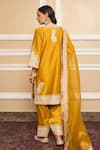 Sheetal Batra_Yellow Kurta  Pure Silk Chanderi Embroidered Gota Kashmiri Tilla A-line Set _Online_at_Aza_Fashions